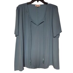 Blue Mood Blouse Short Sleeve Size 2X